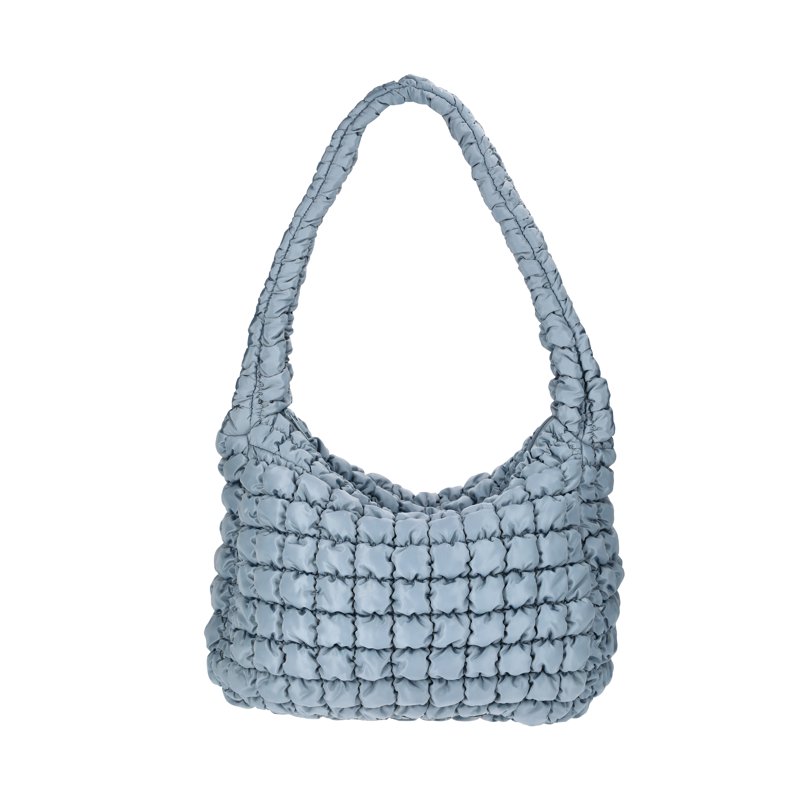 No Boundaries Women's Oversized Quilted Hobo Bag Platinum