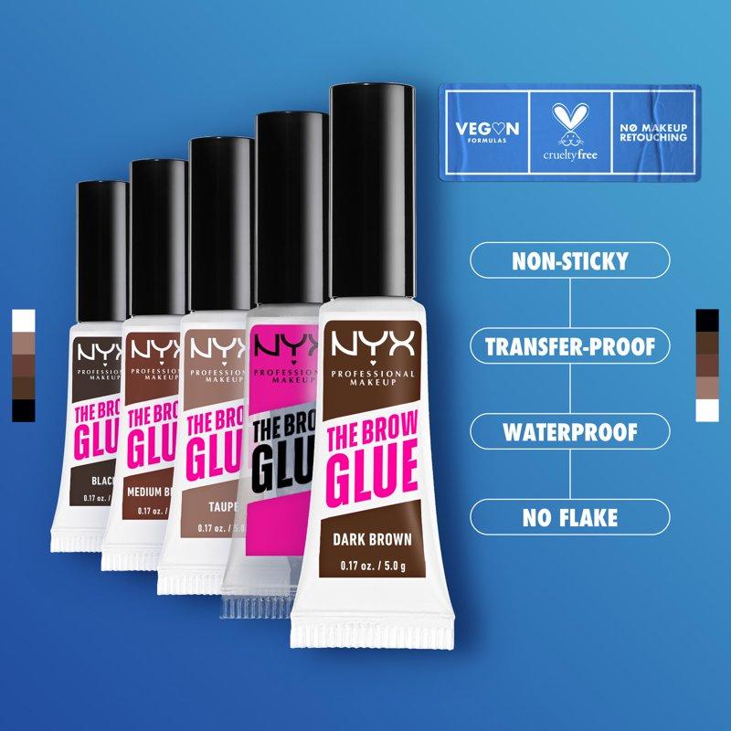 Nyx Professional Makeup Brow Glue Extreme Hold Eyebrow Gel Clear 0.17 Oz