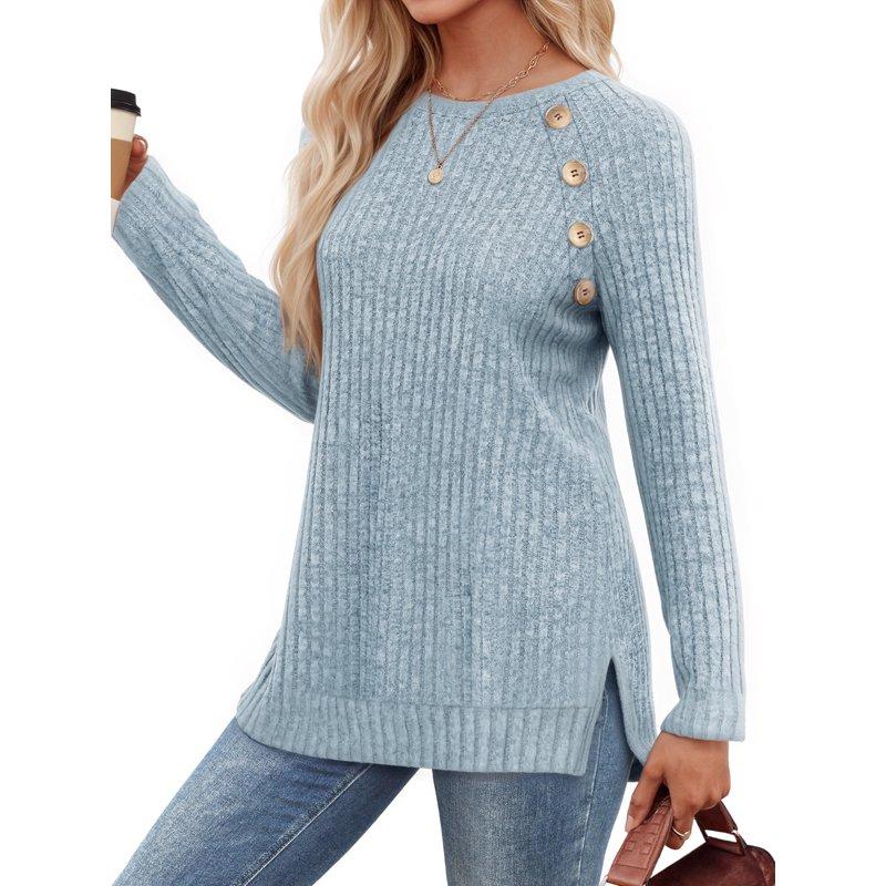 OALUXE Long Sleeve Shirts For Women Casual Tunic Tops Loose Fit Dressy Lightweight Sweaters