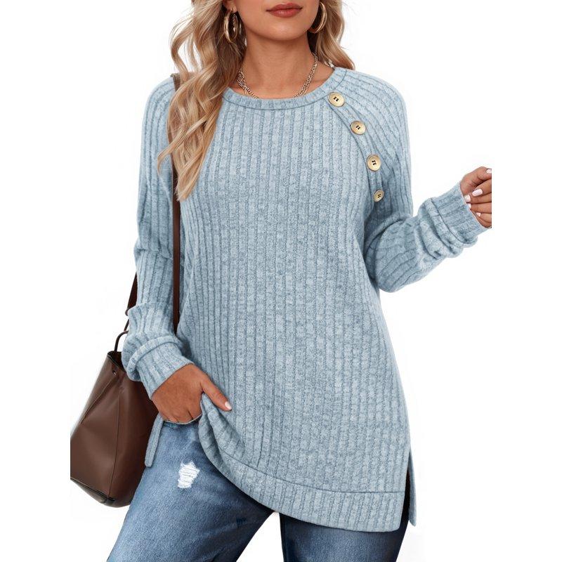 OALUXE Long Sleeve Shirts for Women Casual Tunic Tops Loose Fit Dressy Lightweight Sweaters