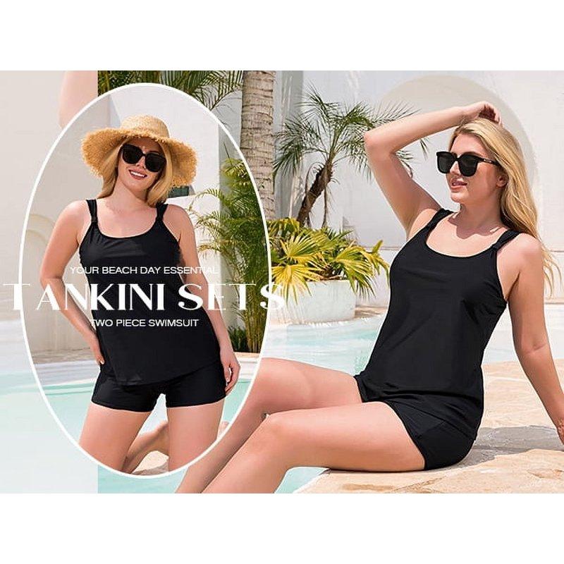 OCEAN BLUES Women's Swimsuit Set Scoop Neck Tankini Top With Boyshort Two Piece Bathing Suit