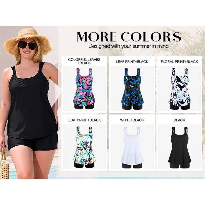 OCEAN BLUES Women's Swimsuit Set Scoop Neck Tankini Top With Boyshort Two Piece Bathing Suit