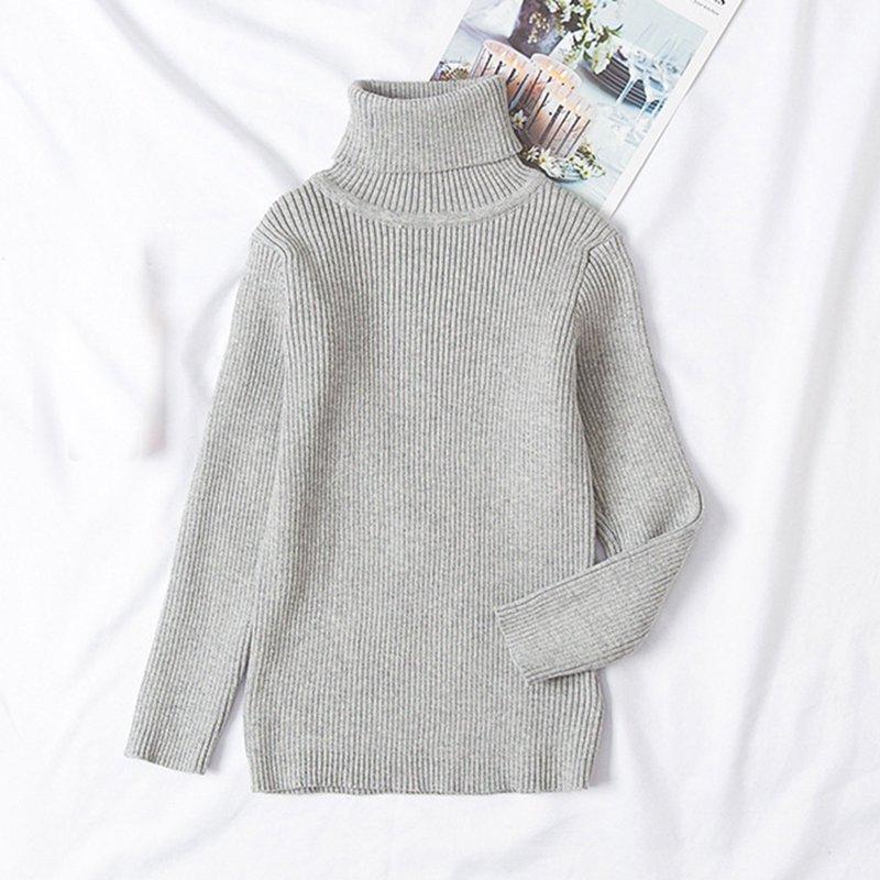 Odeerbi Turtleneck Sweater For Kids Toddler Baby Knit Sweater Soft Solid Warm Sweater Crochet Pullover Black