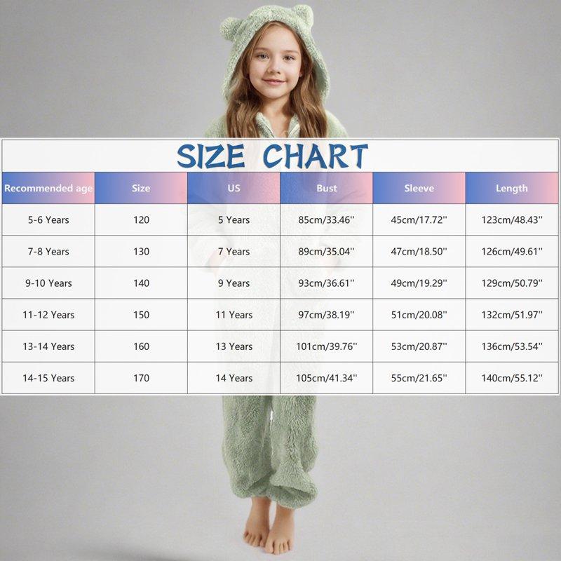 OGLCCG Girls Fleece Hooded Onesie Pajamas Cute One Piece Fuzzy Sleepwear Zip Up Jumpsuits Winter Warm Lounge Outfits With Pockets 2-7 Years