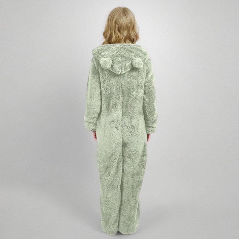 OGLCCG Girls Fleece Hooded Onesie Pajamas Cute One Piece Fuzzy Sleepwear Zip Up Jumpsuits Winter Warm Lounge Outfits With Pockets 2-7 Years