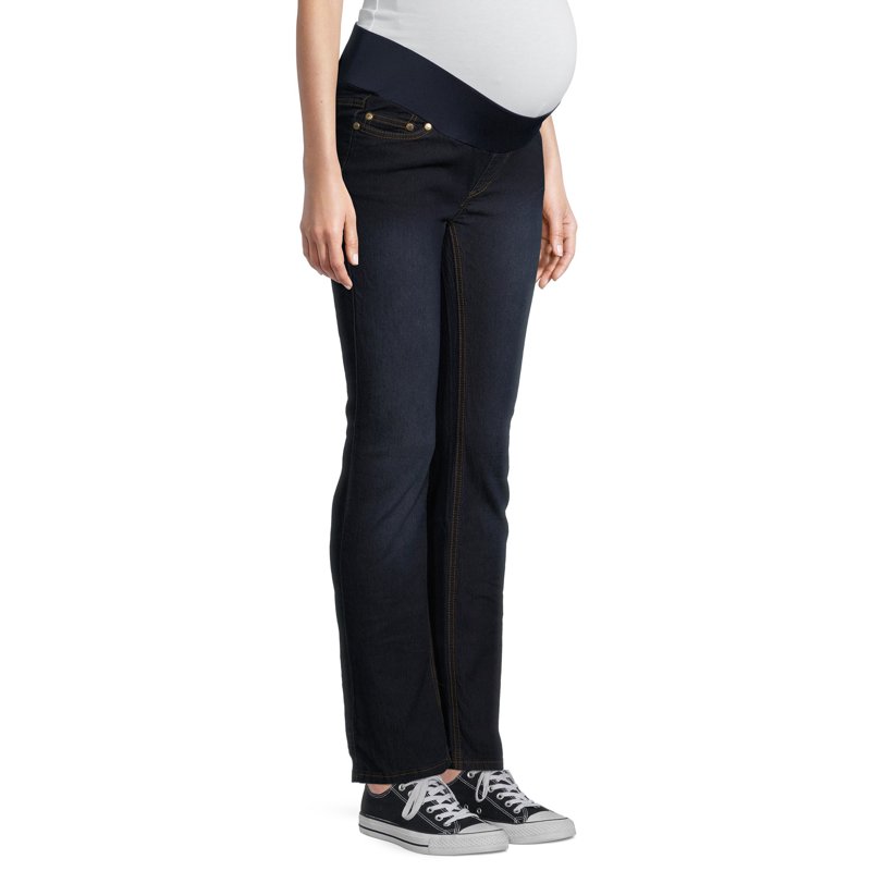 Oh Mamma Maternity Women's Straight Leg Jeans with Demi Panel (Women's & Women's Plus)