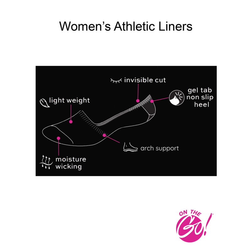 On The Go Women's Athletic Liner (6 Pair Pack Black)