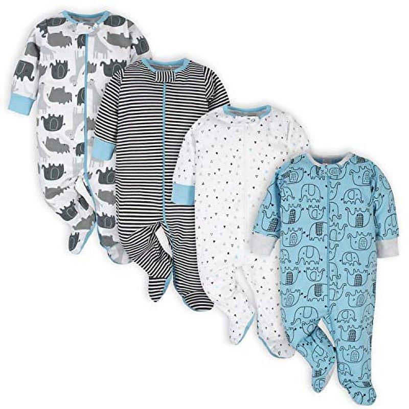 Onesies Brand Gender Neutral Sleep 'n Plays Footed Pajamas 4-Pack Sizes Newborn - 6/9 Months