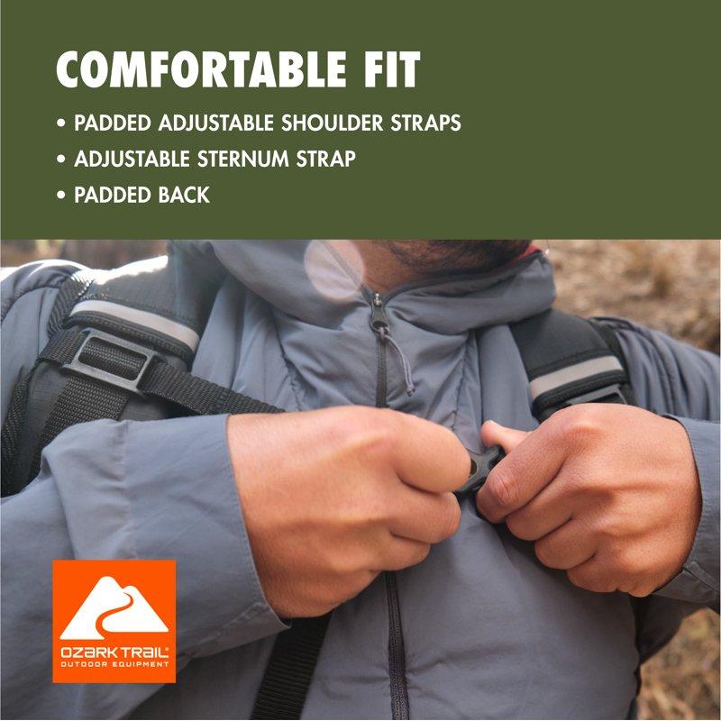 Ozark Trail Hiker Backpack 25 Liter Black Polyester Adult Teen