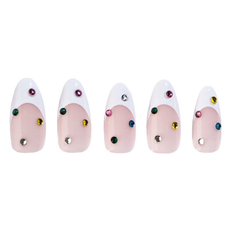 PaintLab Reusable Gel Press On Nail Art Kit Almond Shape Bejeweled 30 Count