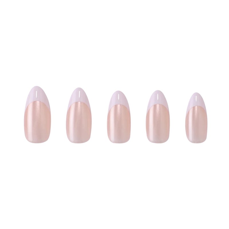 PaintLab Reusable Gel Press On Nails Kit Almond Shape French Chrome 30 Count