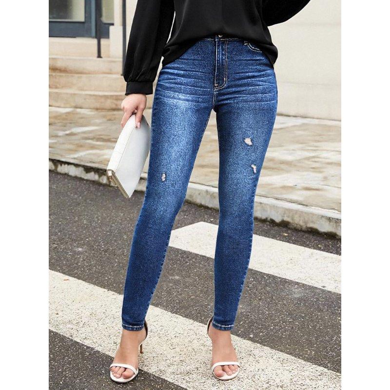 PAOLA RIBONI Flexibly Crafted High Stretch Distressed Ripped Denim Jeans With Functional Pockets Versatile Style For Daily Streetwear