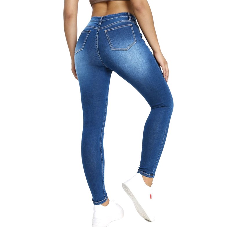 PAOLA RIBONI Flexibly Crafted High Stretch Distressed Ripped Denim Jeans With Functional Pockets Versatile Style For Daily Streetwear