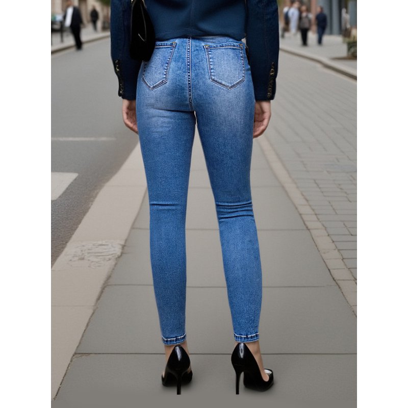 PAOLA RIBONI Flexibly Crafted High Stretch Distressed Ripped Denim Jeans With Functional Pockets Versatile Style For Daily Streetwear