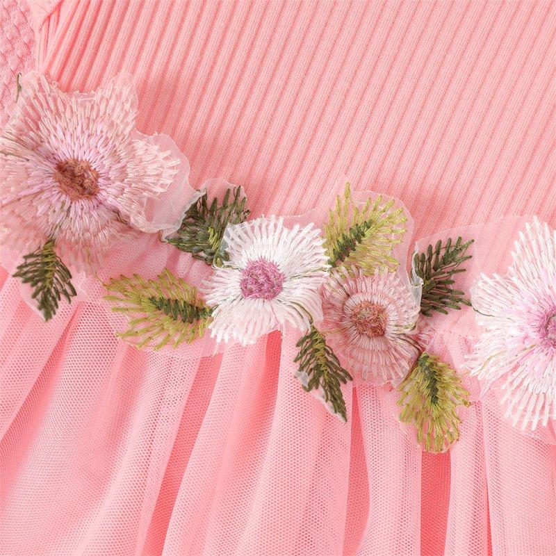 PatPat Baby Girl Dresses Long Sleeve Jacket And Floral Decor Mesh Panel Tank Dress Set 3-6 Months