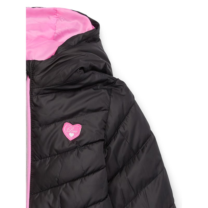 Pink Platinum Girls Solid Quilted Puffer Coat With Hood Sizes 4-16