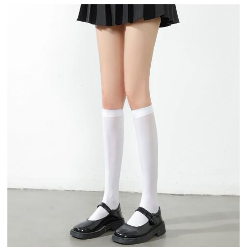 PINQI Girls' Soft Nylon White Socks Breathable Nylon Knee-Length Tights For Kids (Comfortable Lightweight Design Perfect For School And Formal Wear) Children's Thin White Stockings For Everyday