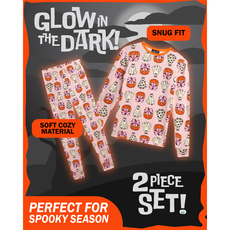 PJ’s & Pumpkins Girls Pajamas - 2 Piece Long Sleeve Halloween Pajamas And Pants Set (2T-12)