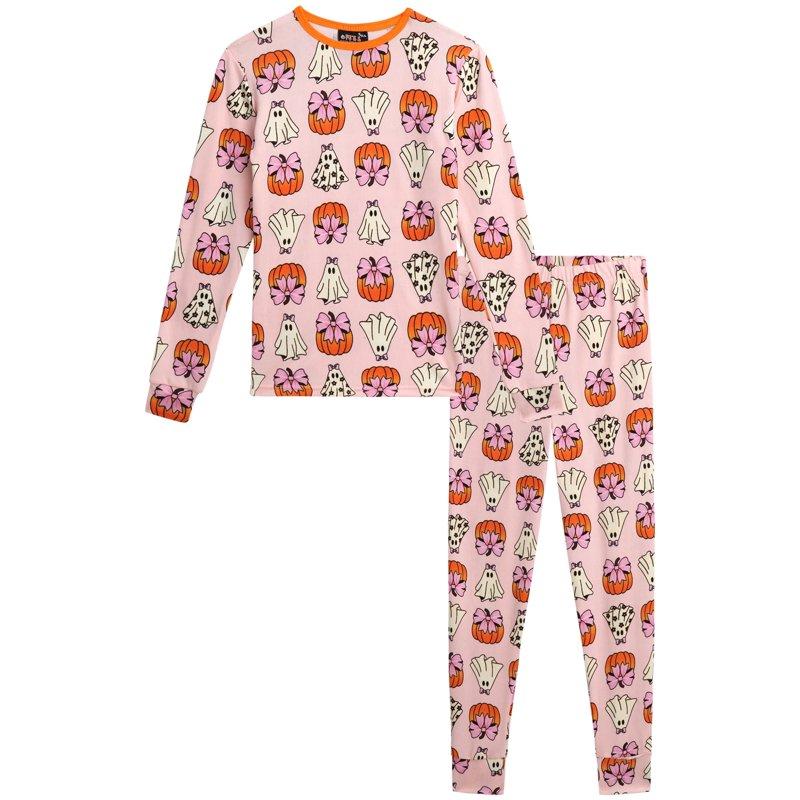PJ’s & Pumpkins Girls Pajamas - 2 Piece Long Sleeve Halloween Pajamas and Pants Set (2T-12)