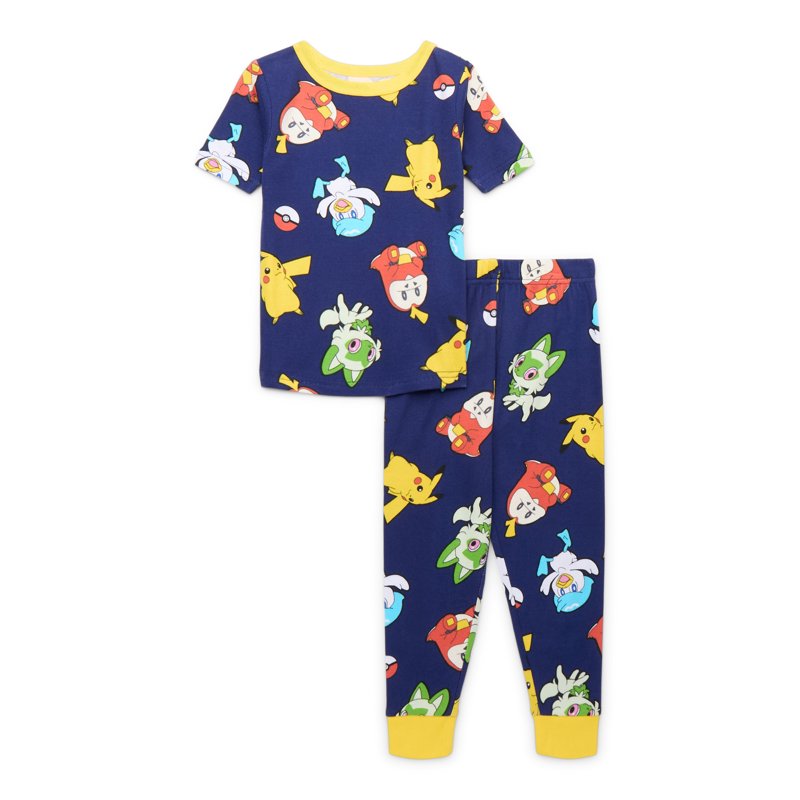Pokemon Boys Short Sleeve Top and Pants 2-Piece Pajama Set Sizes 4-12