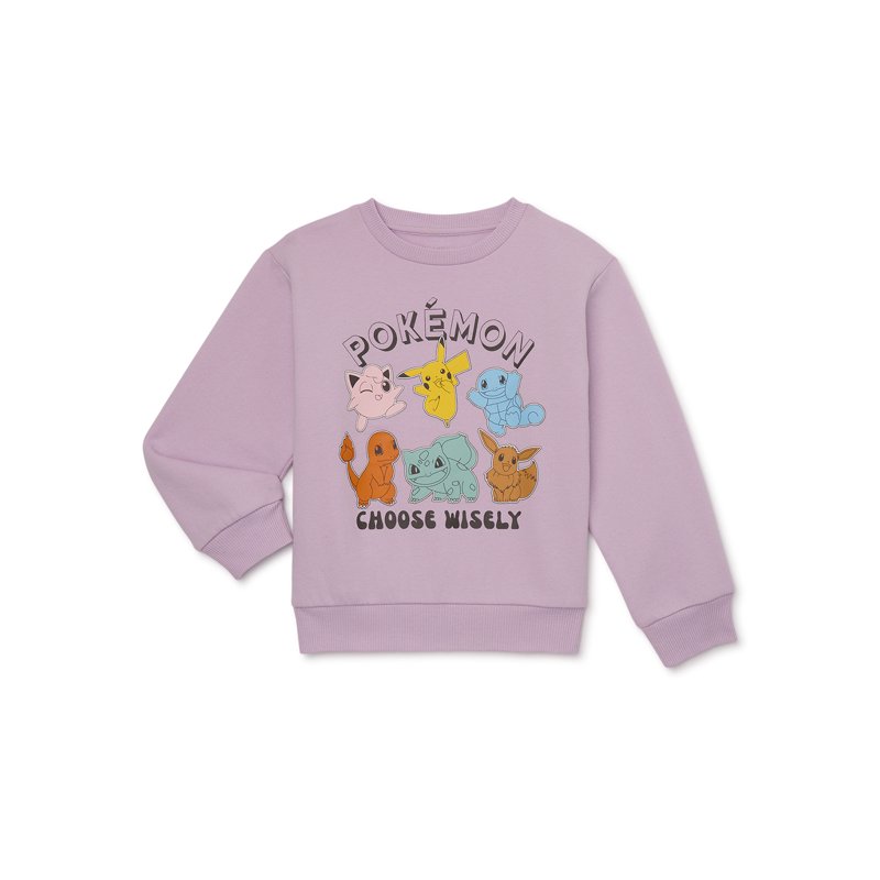 Pokémon Girls Choose Wisely Graphic Crewneck Fleece Sweatshirt Size 4-16