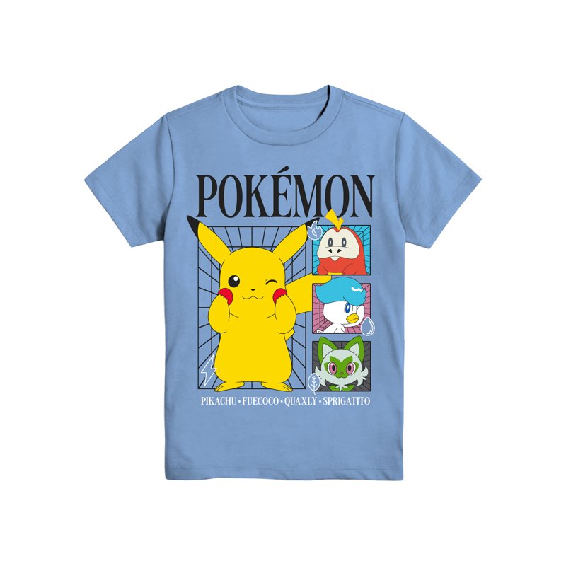 Pokemon Paldea Grid Crew Neck Short Sleeve Graphic Tee Sizes 4-18