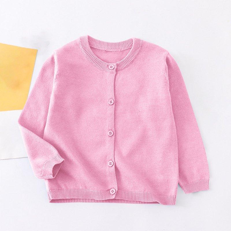 Posijego Sweater Cardigan Toddler Baby Boys Girls Button Solid Color Long Sleeve Knit Sweater School Uniforms