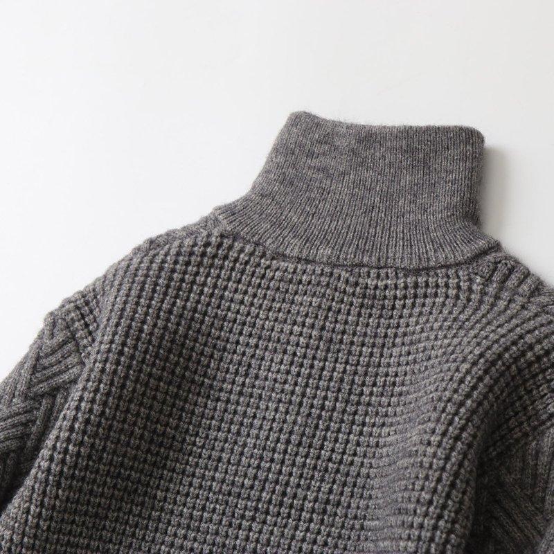 Povozer Boys Quarter Zip Cable Knit Sweater Kids Fall Mock Neck Pullover Clothes(Gray 8-9 Years)