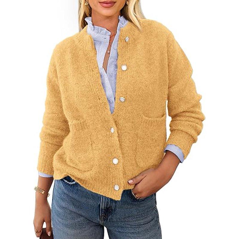 PRETTYGARDEN Women's Knit Cardigan Sweaters Casual Long Sleeve Open Front Button Up Ribbed Fall Spring Sweater Jackets