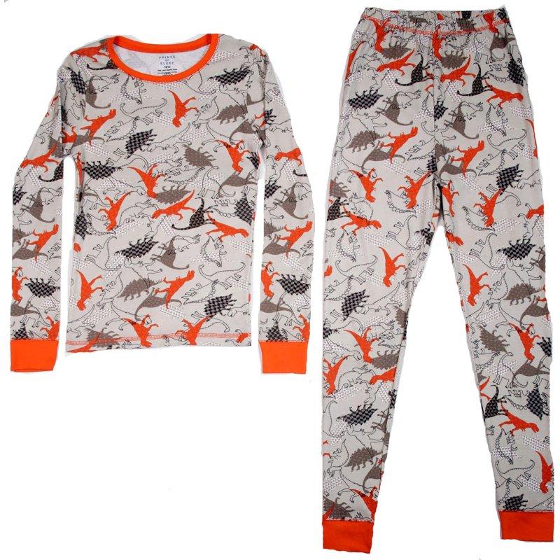 Prince of Sleep Cotton Pajamas for Boys (Beige - Dinosaur Boys 14-16)