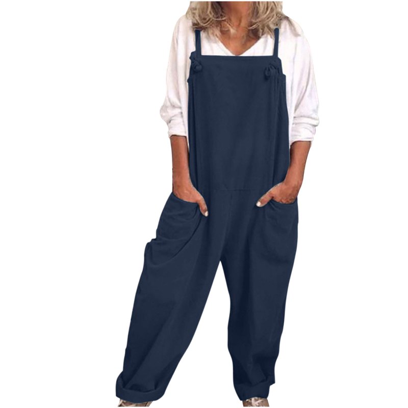Pstuiky Jumpsuits For Women Casual Wide Leg Jumpsuits For Women Jumpsuit One Piece Jumpsuits For Women Cotton Jumpsuits For Women Overalls For Women Playsuit Romper With Pockets Navy XXXL