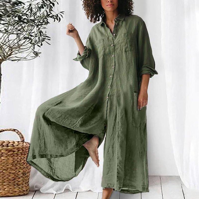 pstuiky Wide Leg Jumpsuits for Women Jumpsuits for Wome One Piece Jumpsuits for Women Rompers Long Sleeve Jumpsuit for Women Bib Overalls Women with Pockets Green XL