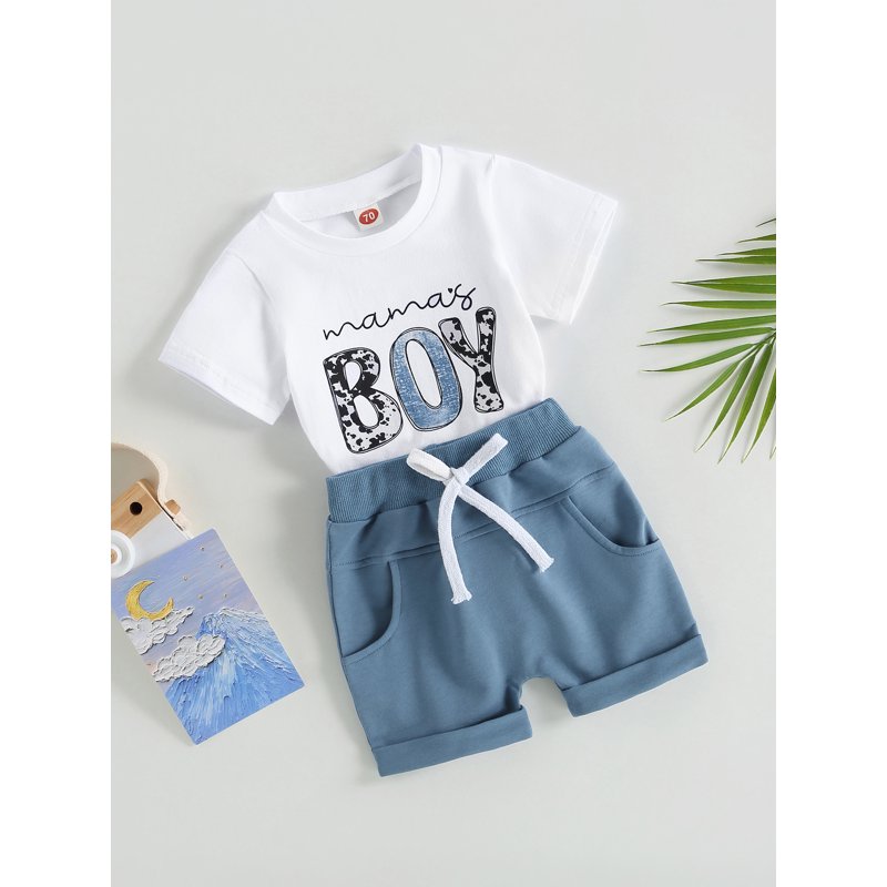 Qiylii Baby Toddler Boys Shorts CLothes Set 0 6 12 18 24 Months 2T 3T Short Sleeve Cartoon Bear Print T-shirt With Elastic Waist Shorts Summer Outfit