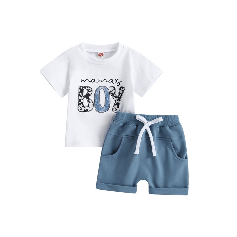 Qiylii Baby Toddler Boys Shorts CLothes Set 0 6 12 18 24 Months 2T 3T Short Sleeve Cartoon Bear Print T-shirt with Elastic Waist Shorts Summer Outfit