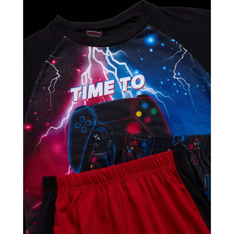 Quad Seven Boys' Pajama Set - 3 Piece Sleep Shirt Pajama Pants And Lounge Shorts (4-18)