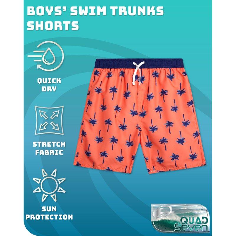 Quad Seven Boys' Swim Trunks - 2 Pack Quick Dry Board Shorts Bathing Suit (Size: 8-18)
