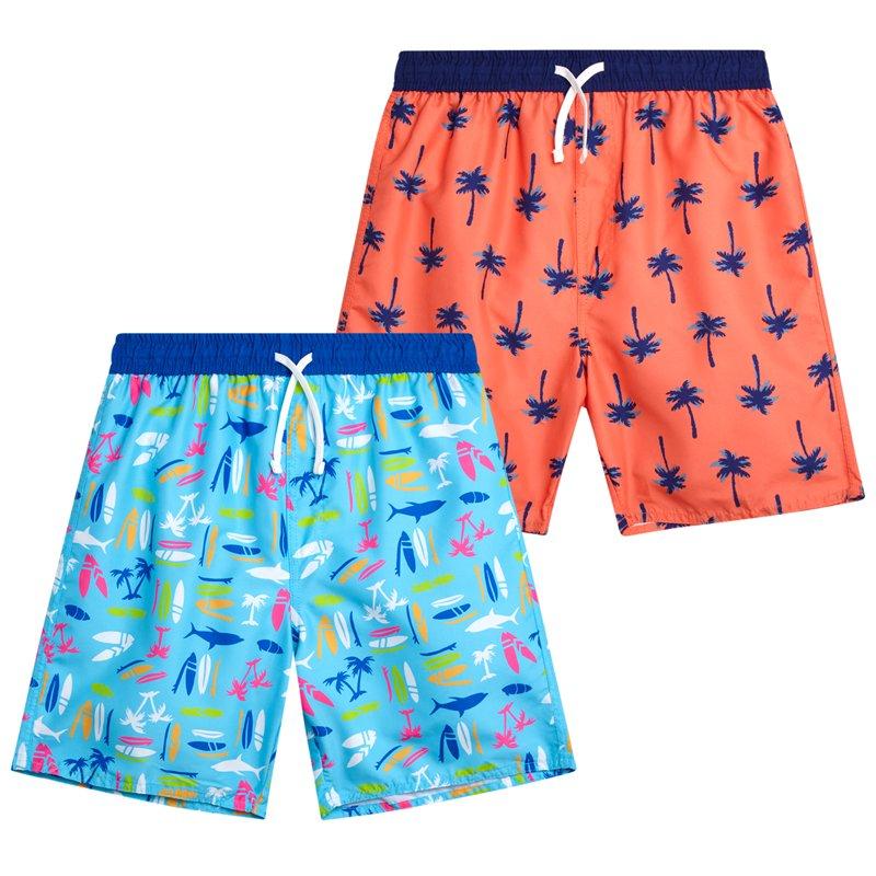 Quad Seven Boys' Swim Trunks - 2 Pack Quick Dry Board Shorts Bathing Suit (Size: 8-18)
