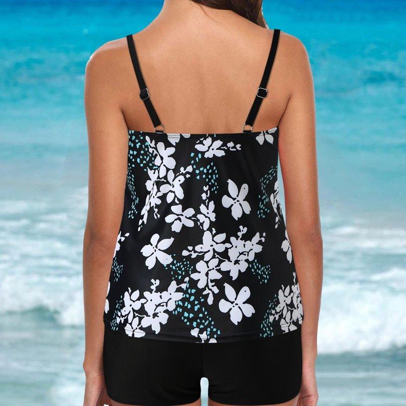 Qucoqpe Tankini Swimsuits For Women Loose Fit Floral Printed Modest Two Piece Bathing Suits On Clearance