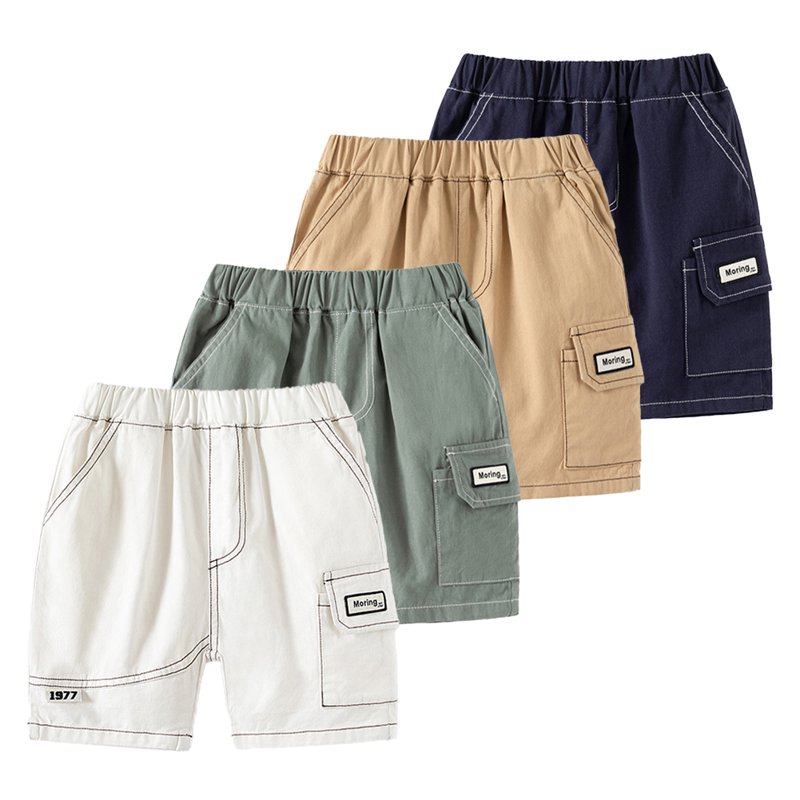 QUDDERR Kids Baby Jogger Shorts for Boys Summer Cotton Cargo Shorts Toddler Boys Comfort Five Pants with Pocket for 2-10 Years