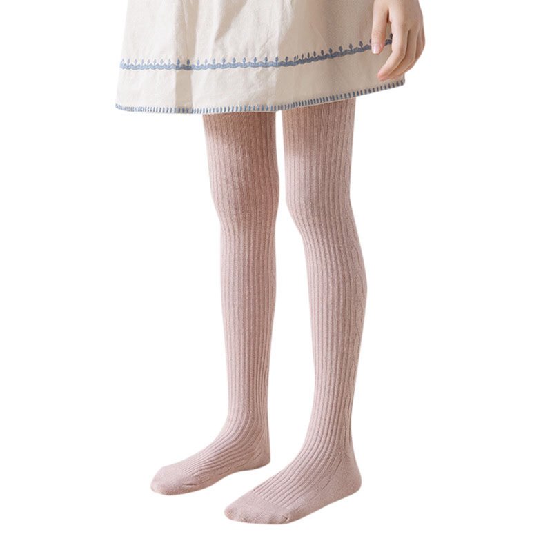 Quealent Socks For Girls Kids Girls Tights Cotton Cable Knit Footed Pantyhose Baby Stockings Toddler Leggings No Show Tights Pink 6-7 Years