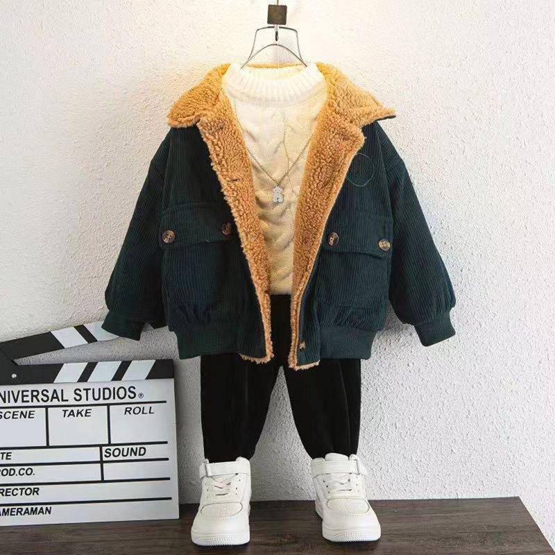 RATTOYY Toddler Boys Corduroy Jacket Toddler Winter Coat Kids Button Down Warm Outwear Baby Lovely Clothing