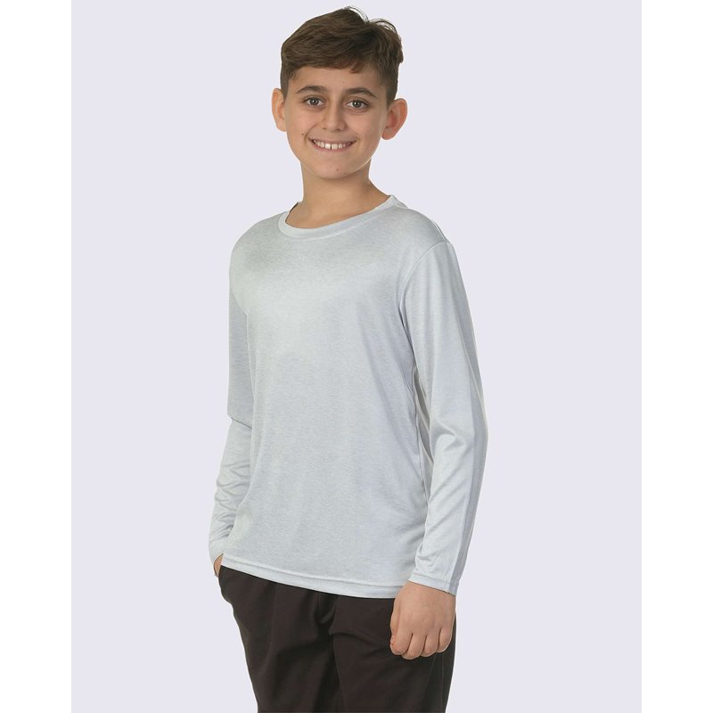 Real Essentials 4 Pack: Boys Youth Dry-Fit Moisture Wicking Active Athletic Performance Long-Sleeve T-Shirt