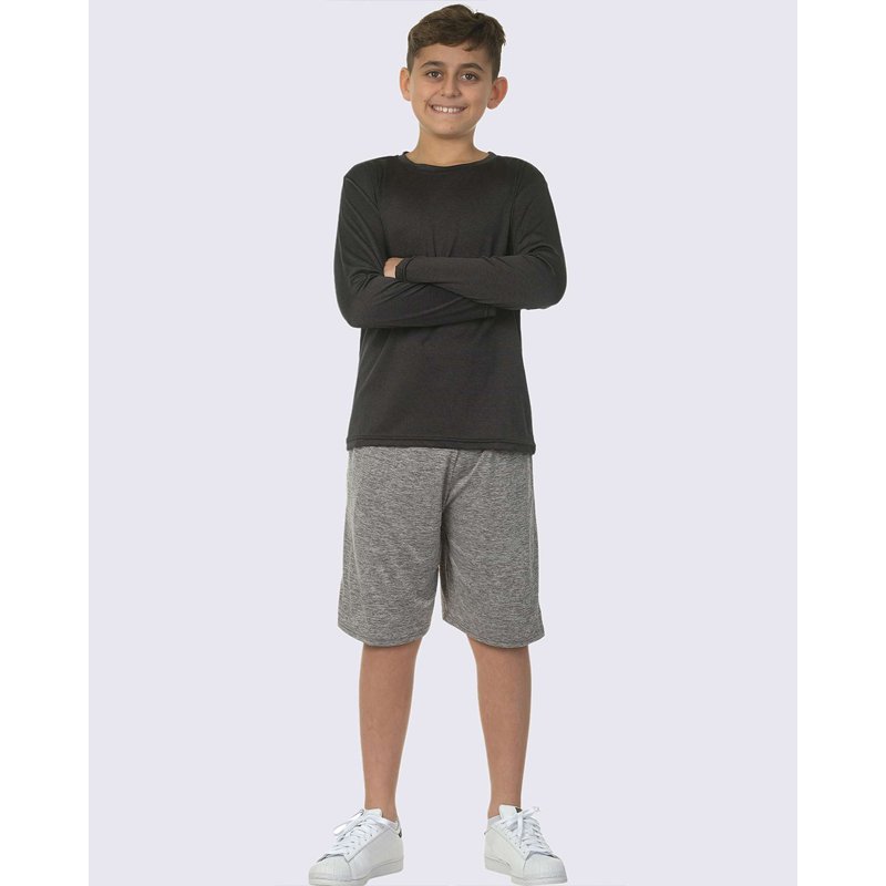 Real Essentials 4 Pack: Boys Youth Dry-Fit Moisture Wicking Active Athletic Performance Long-Sleeve T-Shirt