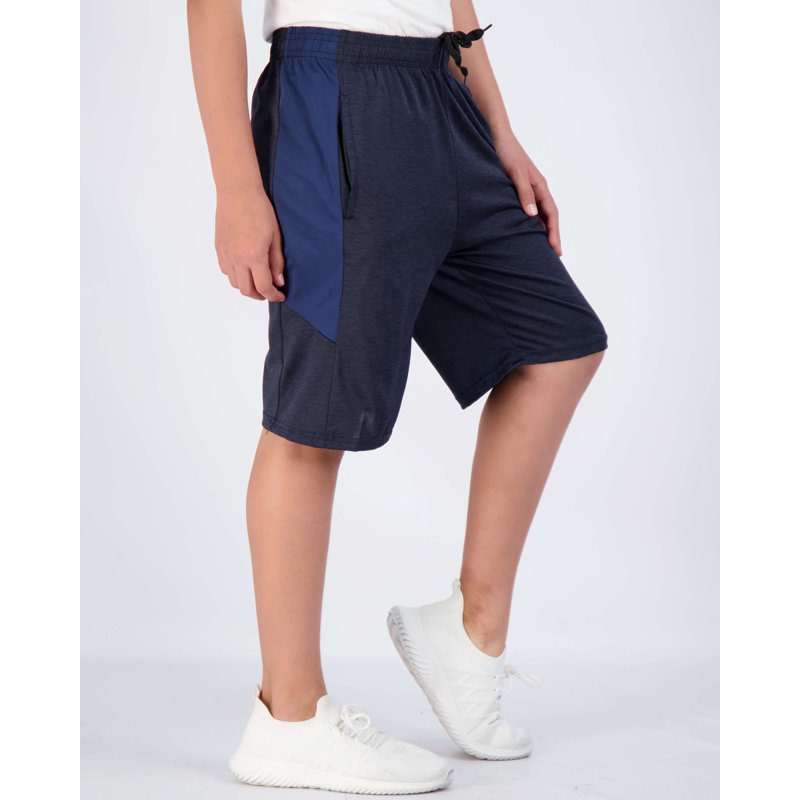 Real Essentials 5-Pack Youth Dry-Fit Active Athletic Basketball Gym Shorts With Pockets Boys & Girls