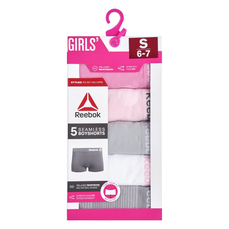 Reebok Girls Seamless Underwear Boyshort Panties 5-Pack Size S-XL