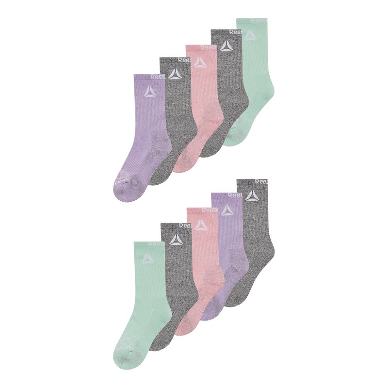 Reebok Girls Socks Pro-Series Crew Kids Socks Stocking Stuffers 10-pack