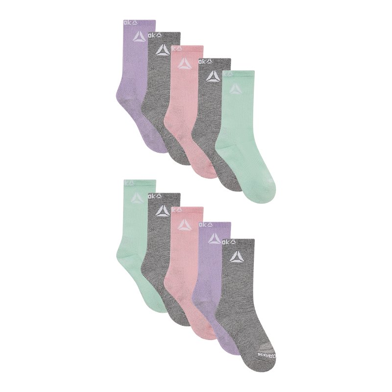 Reebok Girls Socks Pro-Series Crew Kids Socks Stocking Stuffers 10-pack