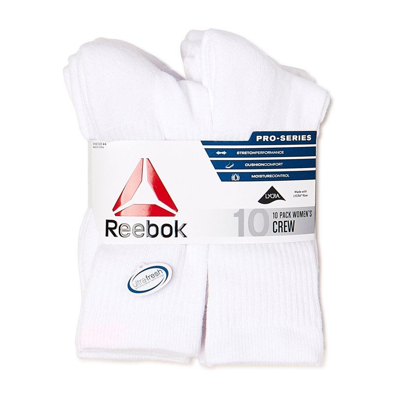 Reebok Women's Pro Series Cushion Crew Socks Stocking Stuffers 10-Pack
