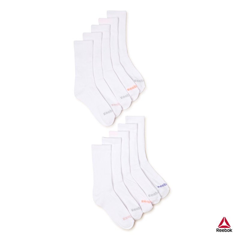Reebok Women's Pro Series Cushion Crew Socks Stocking Stuffers 10-Pack