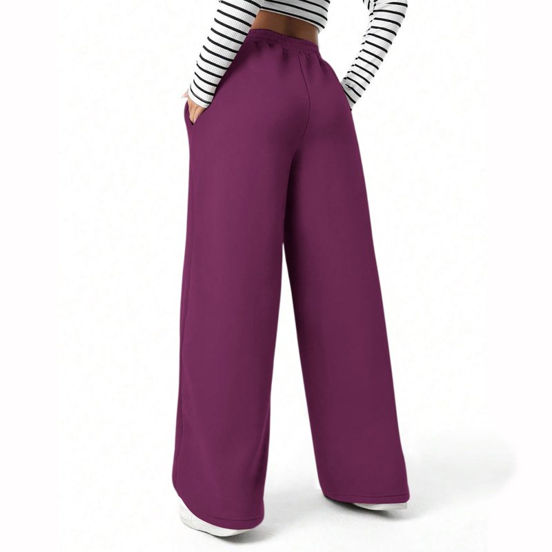 Resicozy Womens Wide Leg Sweatpants High Waisted Baggy Lounge Solid Color Pants Drawstring Athletic Joggers With Pockets Dark Purple M